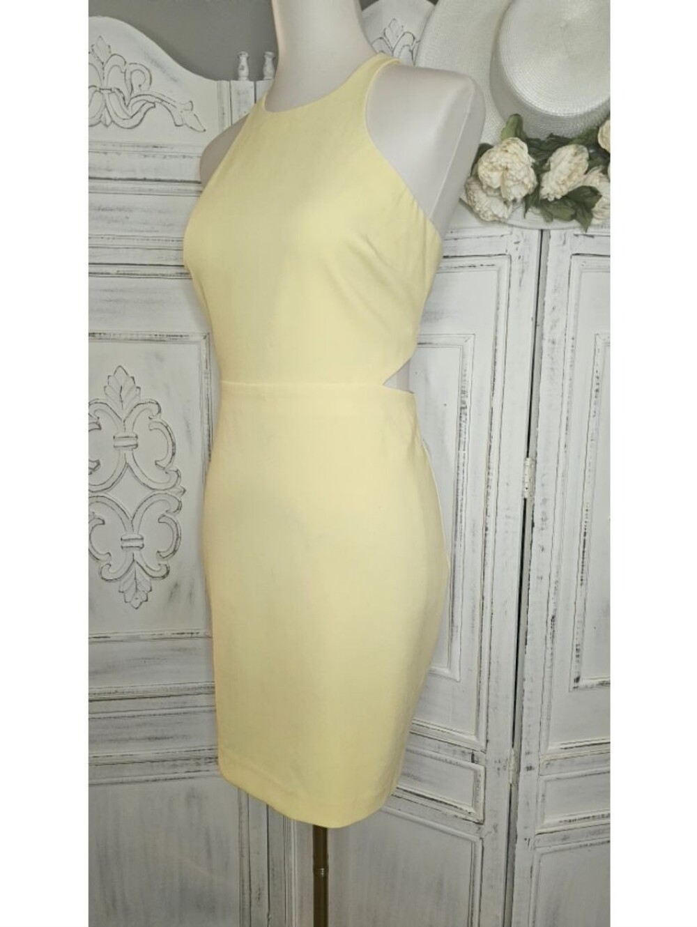 Likely Arcadia Yellow Cutout Sleeveless Fitted Mini Dress